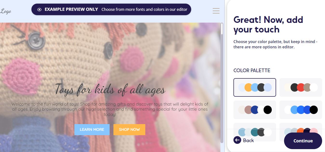 And here you are, your website’s personalized template.